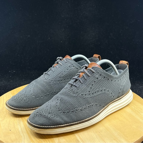 Cole Haan Original Grand Grey Wingtip Oxford Shoes Knit C27961 Mens Size 9 - Picture 2 of 10